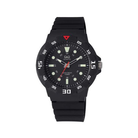 Q&Q Watch By Citizen VR18J002Y Men Analog Watch with Black Rubber Strap