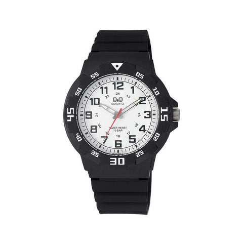 Q&Q Watch By Citizen VR18J003Y Men Analog Watch with Black Rubber Strap