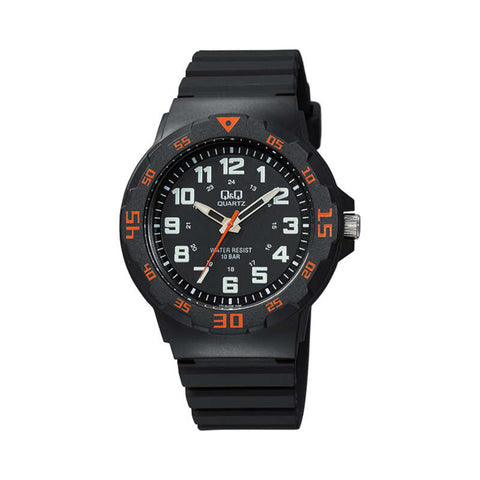 Q&Q Watch by Citizen VR18J008Y Men Analog Watch with Black Rubber Strap