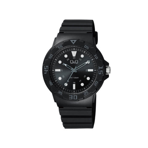 Q&Q Watch By Citizen VR18J011Y Men Analog Watch with Black Rubber Strap