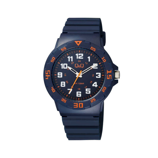 Q&Q Watch by Citizen VR18J012Y Men Analog Watch with Blue Rubber Strap