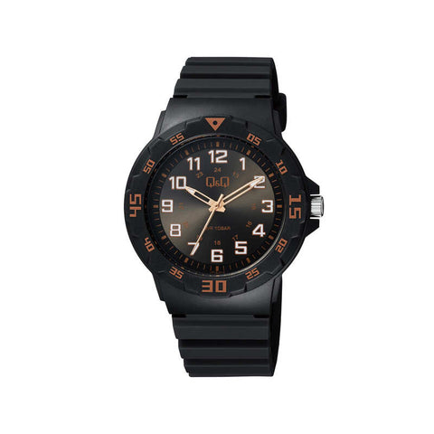 Q&Q Watch By Citizen VR18J014Y Men Analog Watch with Black Rubber Strap