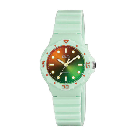 Q&Q Watch by Citizen VR19J022Y Kids Analog Watch with Green Rubber Strap