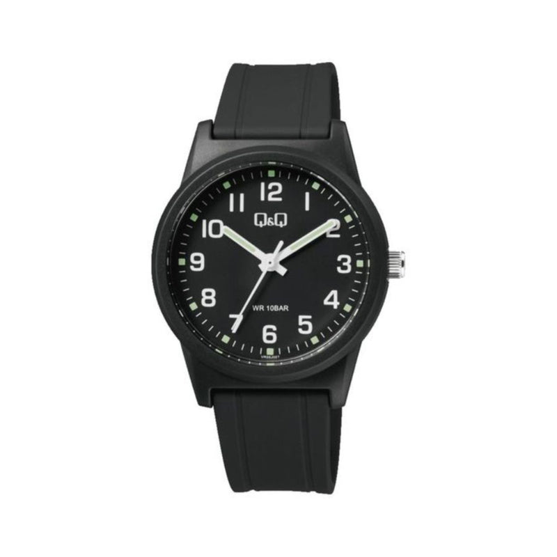 Q&Q Watch by Citizen VR35J027Y Men Analog Watch with Black Rubber Strap