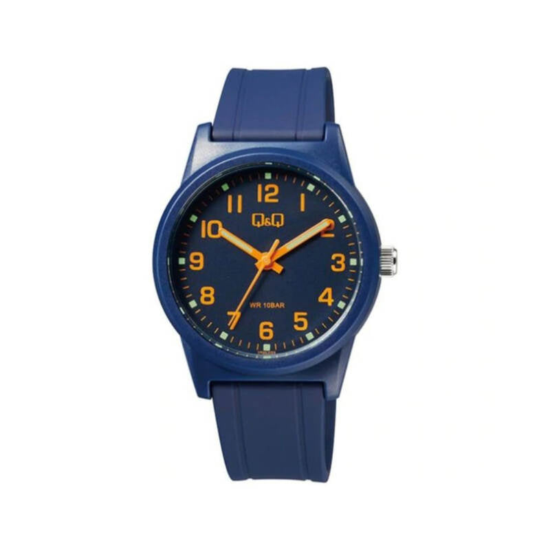Q&Q Watch by Citizen VR35J029Y Men Analog Watch with Blue Rubber Strap