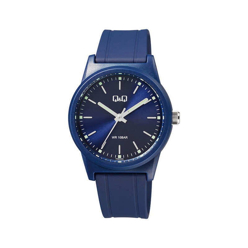 Q&Q Watch by Citizen VR35J032Y Men Analog Watch with Blue Rubber Strap