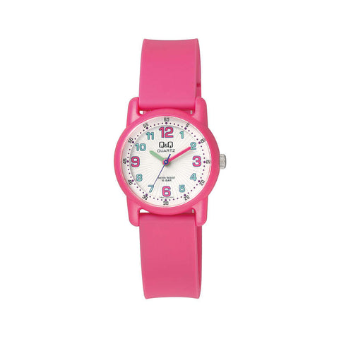 Q&Q Watch By Citizen VR41J002Y Kids Analog Watch with Pink Rubber Strap
