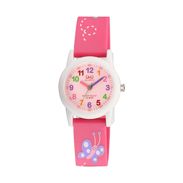 Q&Q Watch by Citizen VR99J002Y Kids Analog Watch with Pink Rubber Strap