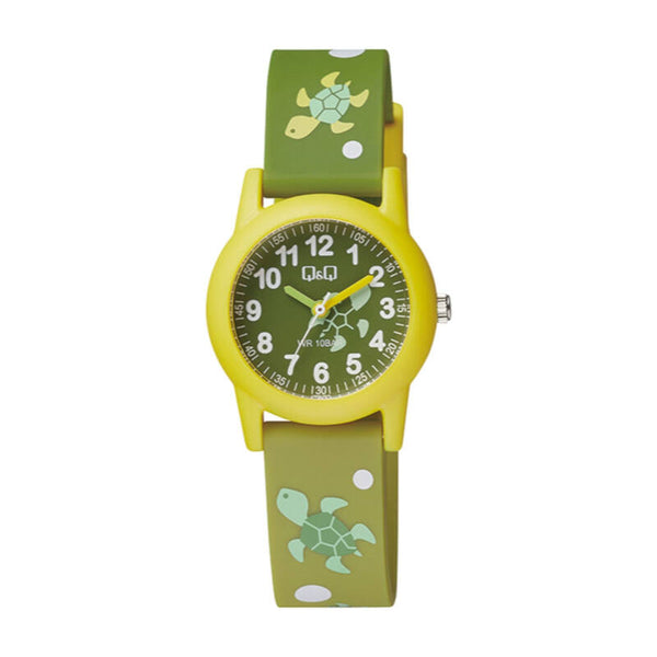 Q&Q Watch by Citizen VR99J008Y Kids Analog Watch with Green Rubber Strap