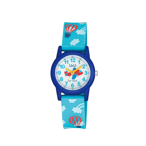 Q&Q Watch By Citizen VR99J018Y Kids Analog Watch with Blue Rubber Strap