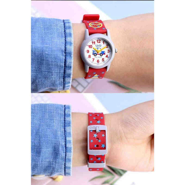 Q&Q Watch by Citizen VR99J020Y Kids Analog Watch with Red Rubber Strap
