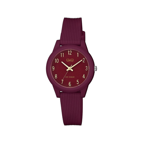 Q&Q Watch By Citizen VS13J007Y Women Analog Watch with Red Rubber Strap