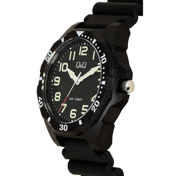 Q&Q Watch by Citizen VS44J003Y Men Analog Watch with Black Rubber Strap