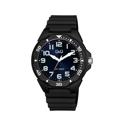 Q&Q Watch by Citizen VS44J004Y Men Analog Watch with Black Rubber Strap