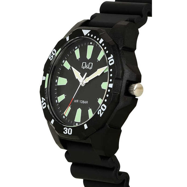 Q&Q Watch by Citizen VS44J005Y Men Analog Watch with Black Rubber Strap