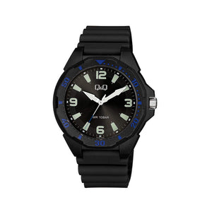Q&Q Watch by Citizen VS44J008Y Men Analog Watch with Black Rubber Strap