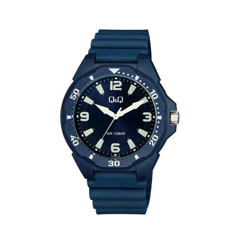 Q&Q Watch by Citizen VS44J009Y Men Analog Watch with Blue Rubber Strap