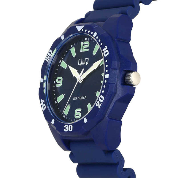 Q&Q Watch by Citizen VS44J009Y Men Analog Watch with Blue Rubber Strap