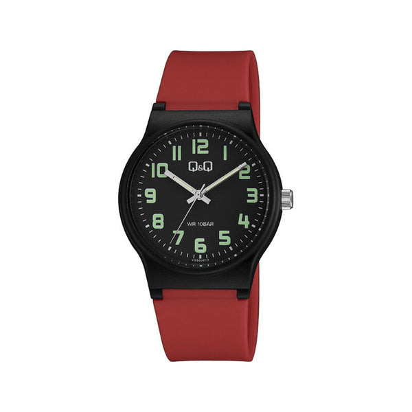 Q&Q Watch by Citizen VS50J013Y Men Analog Watch with Red Rubber Strap