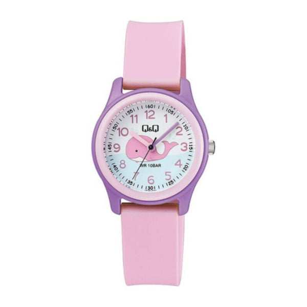 Q&Q Watch by Citizen VS59J001Y Kids Analog Watch with Pink Rubber Strap
