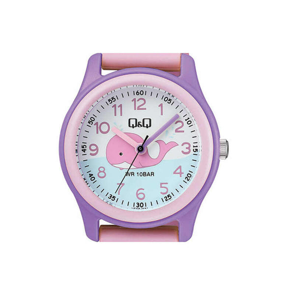 Q&Q Watch by Citizen VS59J001Y Kids Analog Watch with Pink Rubber Strap