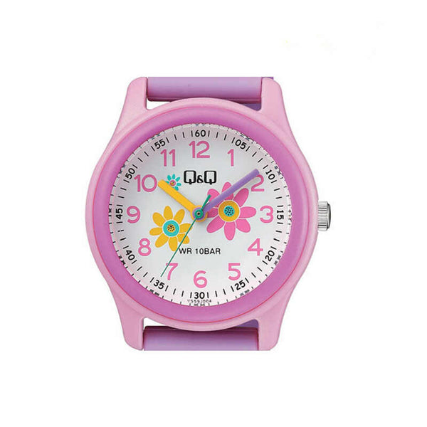 Q&Q Watch by Citizen VS59J004Y Kids Analog Watch with Purple Rubber Strap