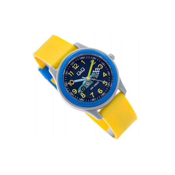 Q&Q Watch By Citizen VS59J007Y Kids Analog Watch with Yellow Rubber Strap