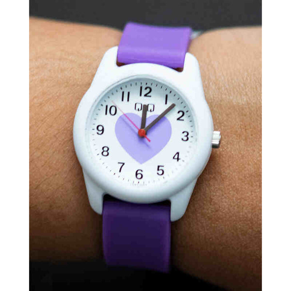 Q&Q Watch by Citizen VS65J003Y Kids Analog Watch with Purple Rubber Strap
