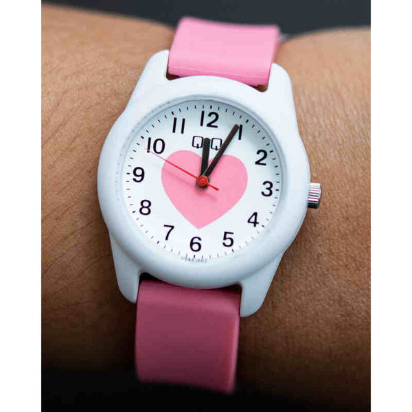 Q&Q Watch by Citizen VS65J004Y Kids Analog Watch with Pink Rubber Strap