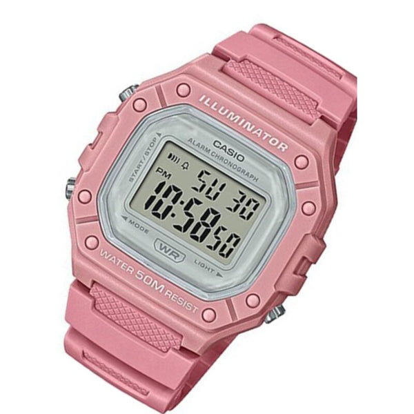 Casio Men's Digital Watch W-218HC-4A Pink Resin Band Watch for Men