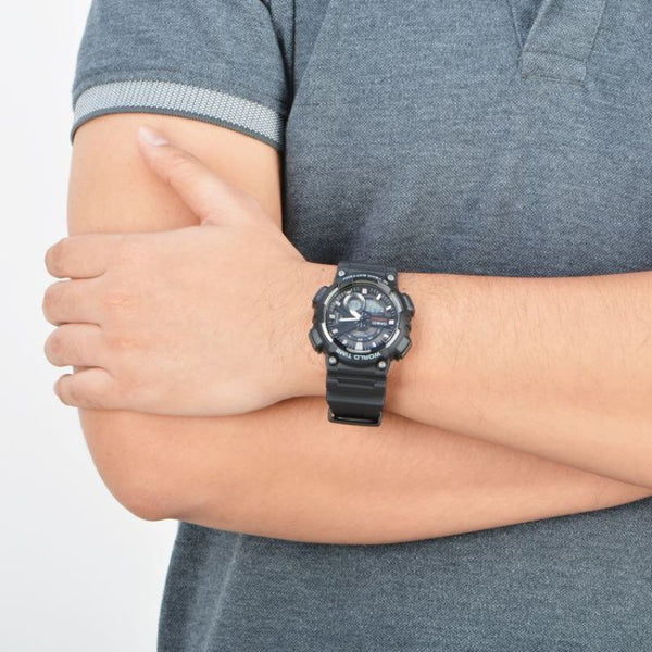 Casio Men's Analog-Digital Watch AEQ-110W-1AV Black Resin Band Sport Watch