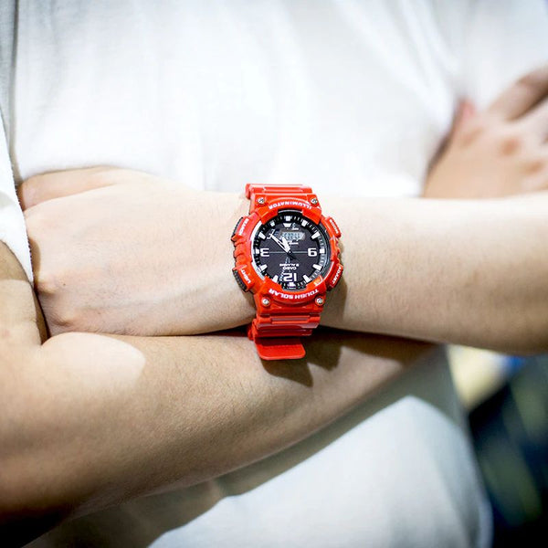 Casio Men's Analog-Digital AQ-S810WC-4AVDF Red Resin Band Tough Solar Watch