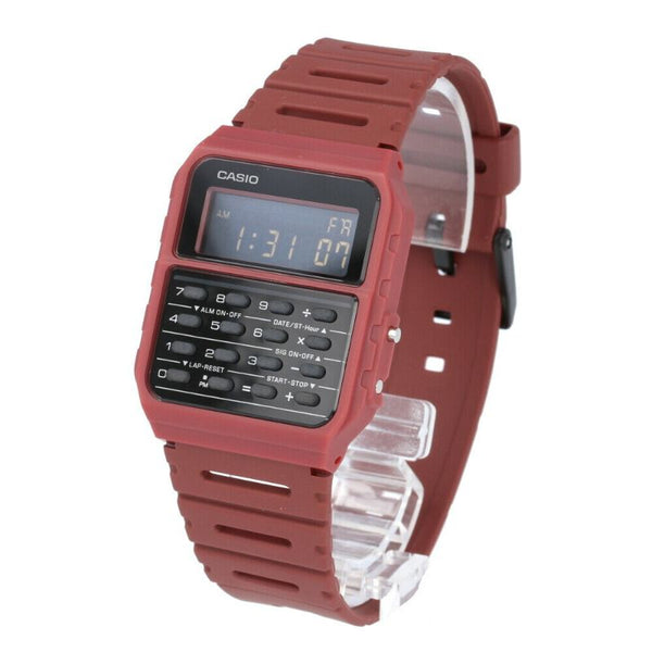 Casio Men's Data bank CA-53WF-4BDF Red Resin Band Calculator Watch