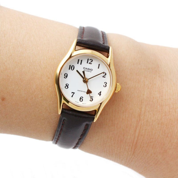 Casio Women's Analog Watch LTP-1094Q-7B4 Brown Genuine Leather Watch