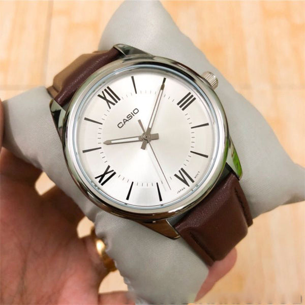 Casio Men's Analog Watch MTP-V005L-7B5 Brown Leather Watch